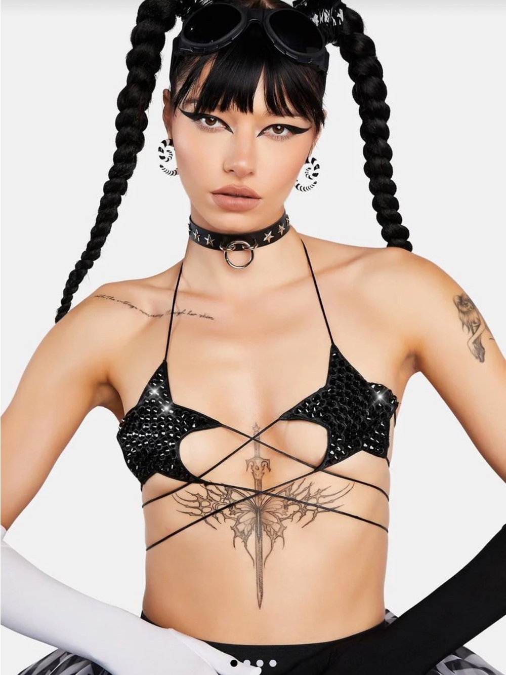 Club Exx Black Studded Bra Top